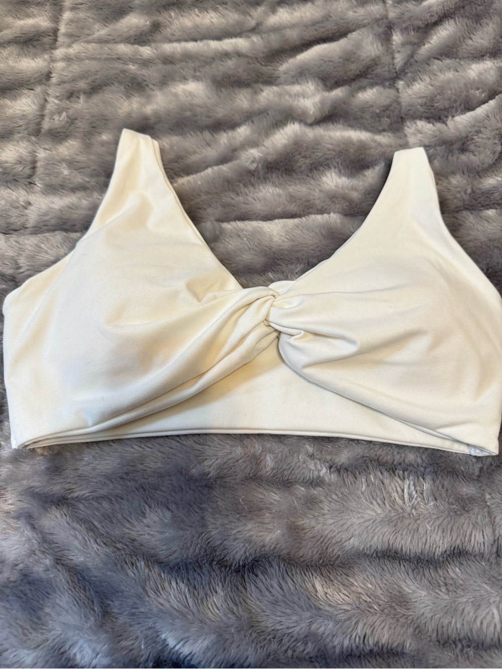 Women's Cream Twist-Front Crop Top